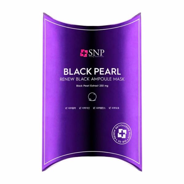 Восстанавливающая маска с экстрактом чёрного жемчуга  (10шт) SNP BLACK PEARL RENEW BLACK AMPOULE MASK (10ea)