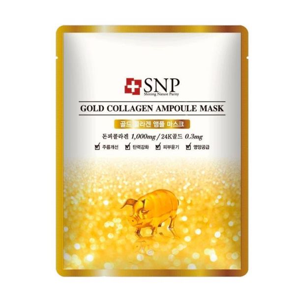 Ампульная маска с экстрактом золота и коллагена (10шт) SNP GOLD COLLAGEN AMPOULE MASK (10ea)