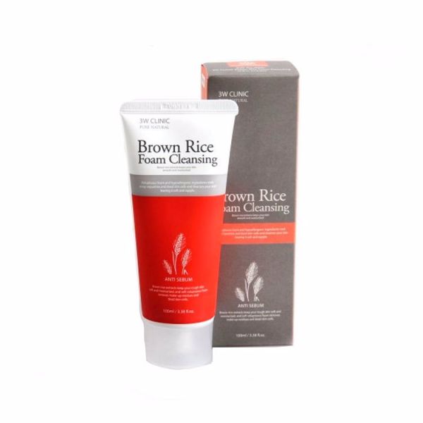 Пенка для умывания с экстрактом бурового риса (100мл) 3W CLINIC BROWN RICE CLEANSING  FOAM (100ml)