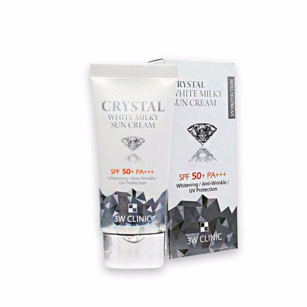 Осветляющий молочный солнцезащитный крем (50мл) 3W CLINIC CRYSTAL WHITE MILKY SUN CREAM SPF 50+ PA+++ (50ml)