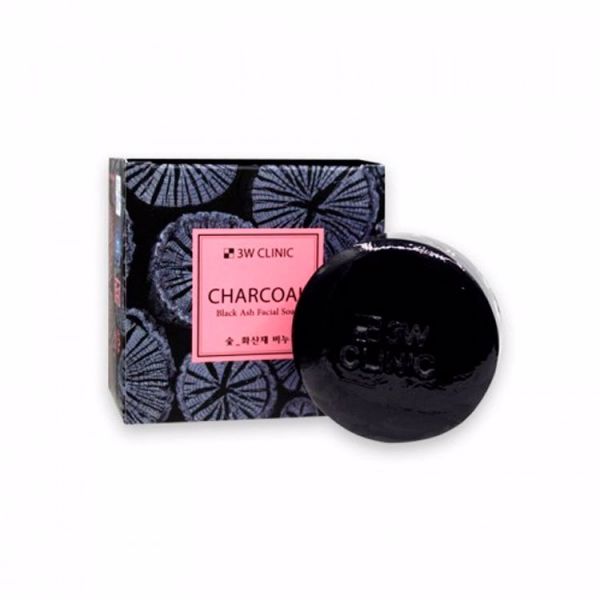 Мыло для лица и тела с экстрактом древесного угля (100гр) 3W CLINIC CHARCOAL BLACK ASH FACIAL SOAP (100g)