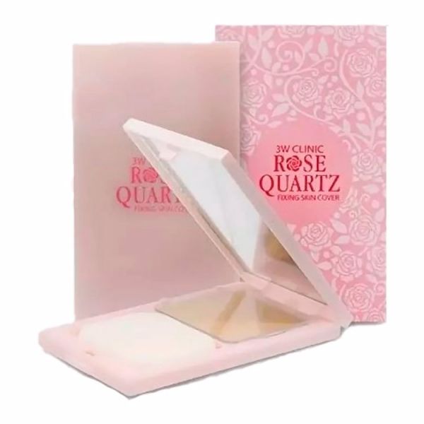 Пудра компактная двойного действия (11гр) 3W CLINIC ROSE QUARTZ FIXING TWO WAY CAKE  #23 Natural Beige (11g)