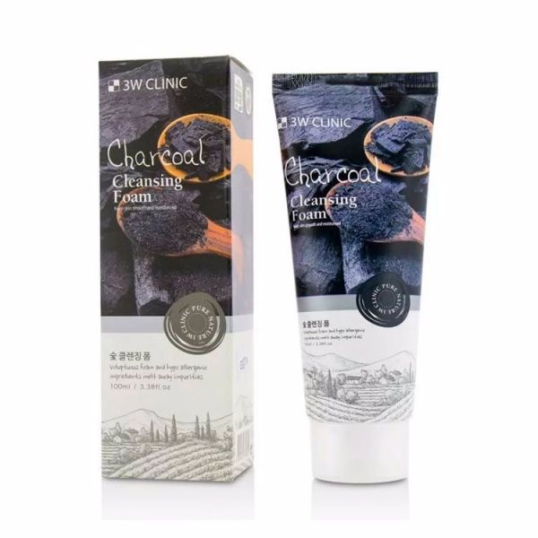 Пенка для умывания с экстрактом древесного угля (100мл) 3W CLINIC CHARCOAL CLEANSING FOAM (100ml)