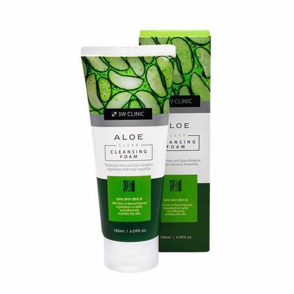 Пенка для умывания с экстрактом алоэ (180мл) 3W CLINIC ALOE CLEAR CLEANSING FOAM (180ml)