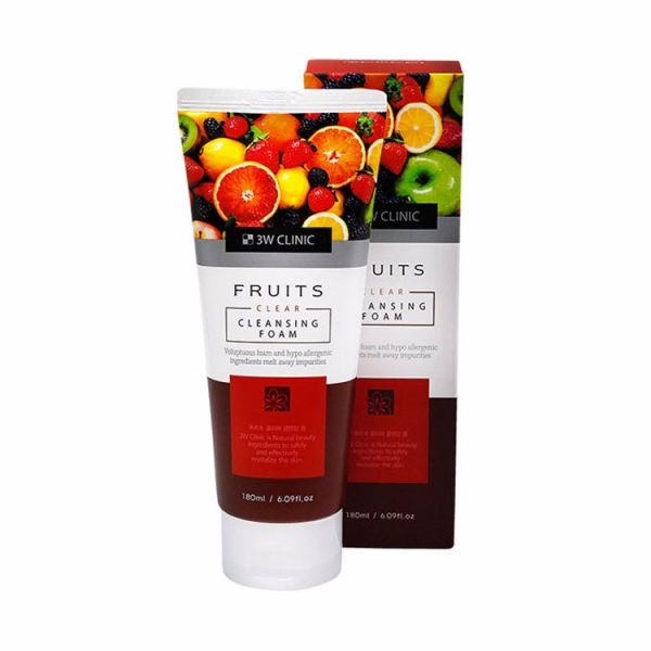 Пенка для умывания с экстрактами фруктов (180мл) 3W CLINIC FRUITS CLEAR CLEANSING FOAM (180ml)
