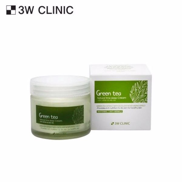 Крем для сна с зеленым чаем (70гр) 3W CLINIC GREEN TEA NATURAL TIME SLEEP CREAM (70gr)