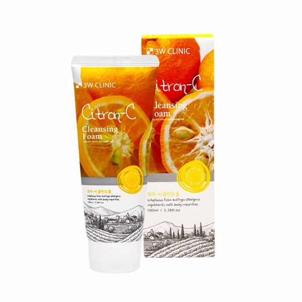 Пенка для умывания с экстрактом юдзу (100мл) 3W CLINIC CITRON-C CLEANSING FOAM (100ml)