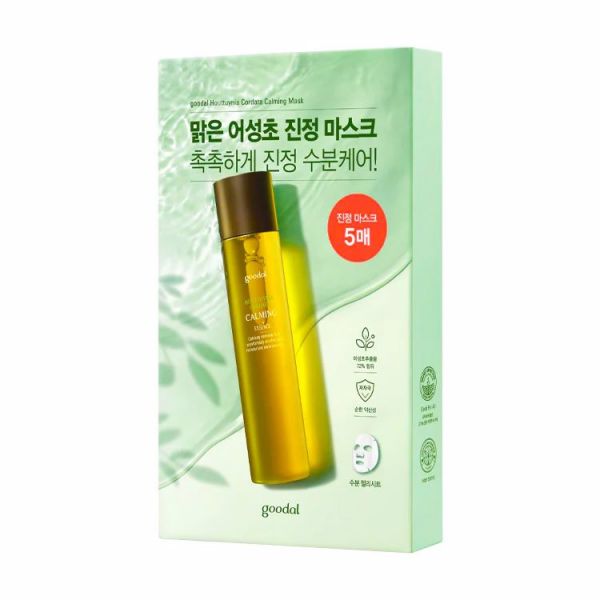 Успокаивающая маска для лица (5 листов) GOODAL HOUTTUYNIA CORDATA CALMING MASK (5Sheets)