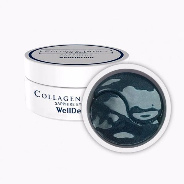 Увлажняющие патчи с морским коллагеном (60шт) WELLDERMA COLLAGEN IMPACT SAPPHIRE EYE MASK