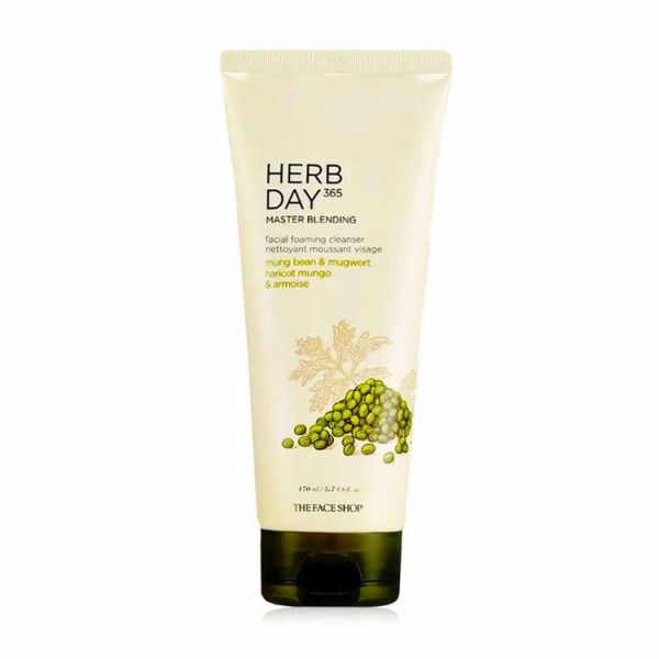 Очищающая пенка для лица с экстрактом бобов мунг (170мл) THE FACE SHOP HERB DAY 365 CLEANSING FOAM MUNG BEAN (170ml)