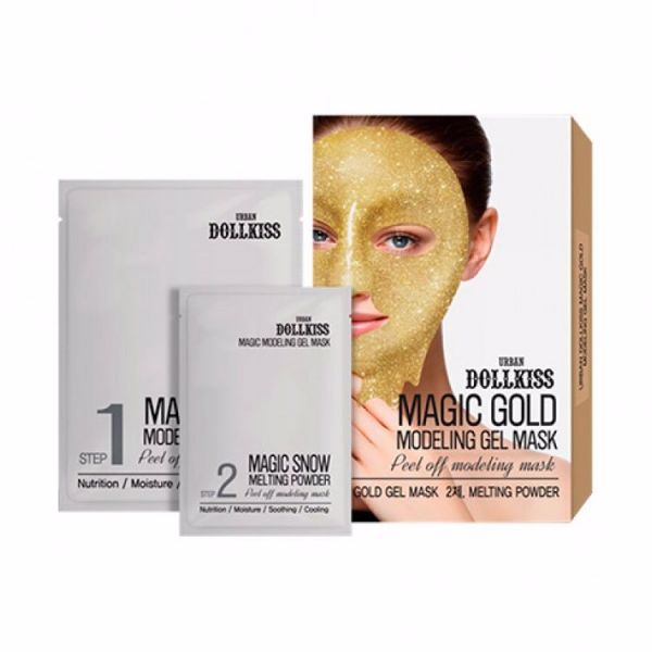 Гелевая маска для лица с частицами золота (50гр+5гр) URBAN DOLLKISS MAGIC GOLD MODELING GEL MASK