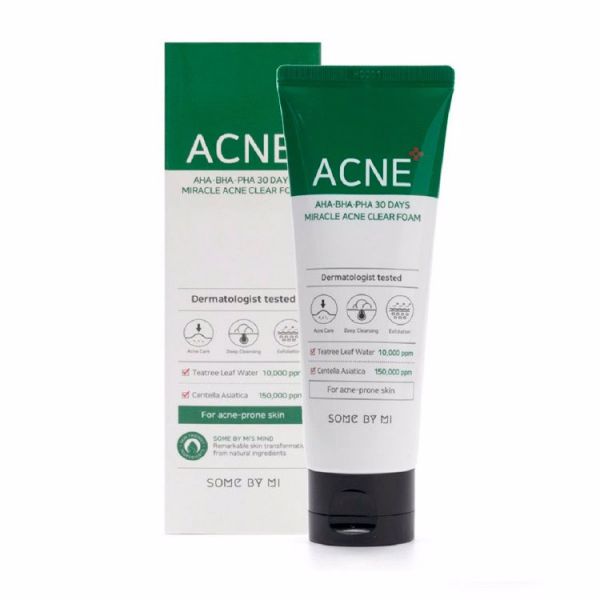 Очищающая пенка с AHA-BHA-PHA кислотами, 30 дней (100мл) SOME BY MI AHA-BHA-PHA 30 DAYS MIRACLE  ACNE CLEAR FOAM (100ml)