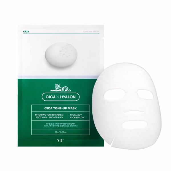 Успокаивающая тканевая маска для яркости тона (28гр*6шт) VT CICA HYALON CICA TONE-UP MASK