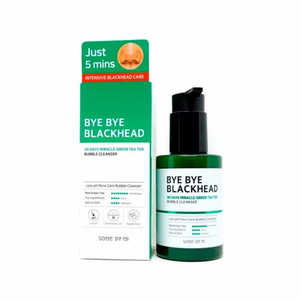 Маска-пенка от чёрных точек, 30 дней (120мл) SOME BY MI BYE BYE BLACKHEAD 30 DAYS MIRACLE GREEN TEATOX BUBBLE CLEANSER (120ml)