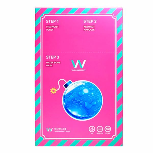 Маска водная бомба для лица (20гр * 10 штук) WONJIN 3 STEP WATER BOMB MASK 