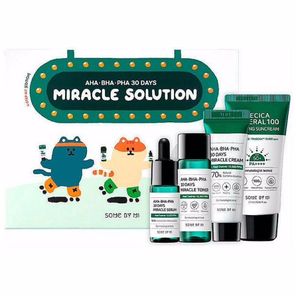 Набор миниатюр с кислотами AHA.BHA.PHA (30мл + 10мл + 20мл + 25мл) SOME BY MI AHA.BHA.PHA 30 Days Miracle Solution 4-Step Kit (30ml+10ml+20ml+25ml)