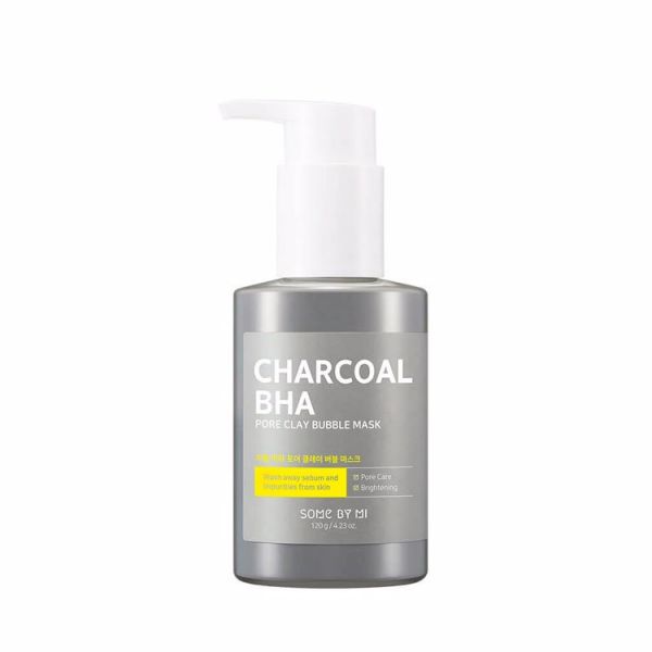Кислородная маска от чёрных точек с древесным углём (120мл) SOME BY MI CHARCOAL BHA PORE CLAY BUBBLE MASK (120ml)