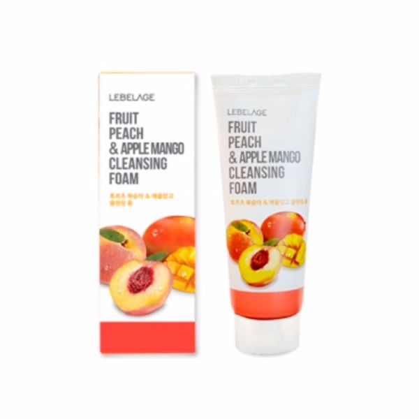 Очищающая пенка с фруктовым персиком и яблокомLEBELAGE FRUIT PEACH & APPLE MANGO CLEANSING FOAM 100ml